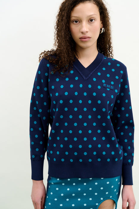 LYRA POINTELLE V-NECK PULLOVER