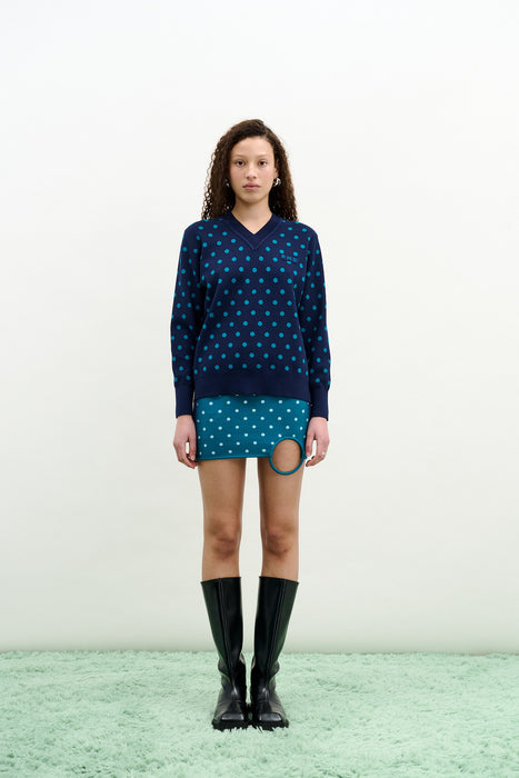 LYRA POINTELLE V-NECK PULLOVER