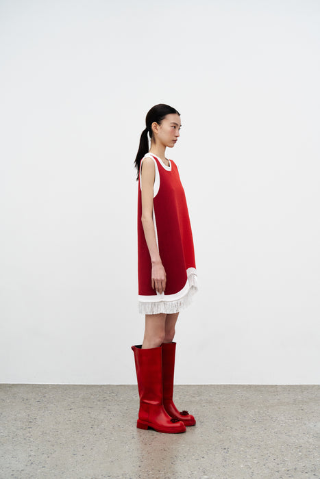 DAISY GRADIENT PRINT A-LINE DRESS WITH FRINGE