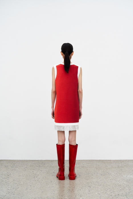 DAISY GRADIENT PRINT A-LINE DRESS WITH FRINGE