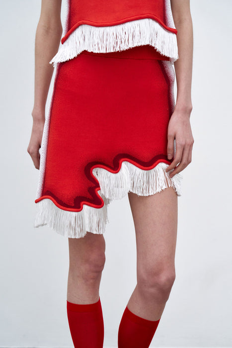 AUDREY WAVY MINI SKIRT WITH FRINGE