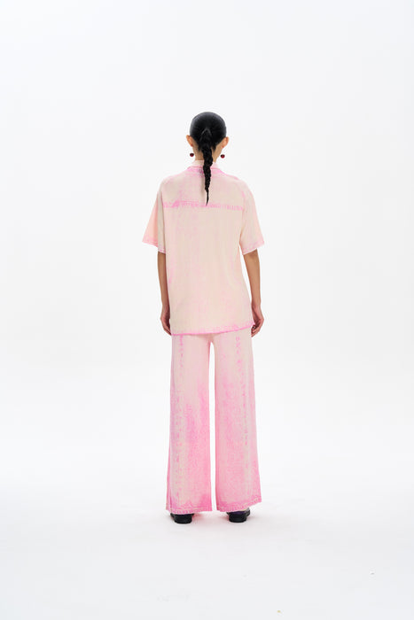 ARIA DENIM PRINT WIDE LEG PANTS