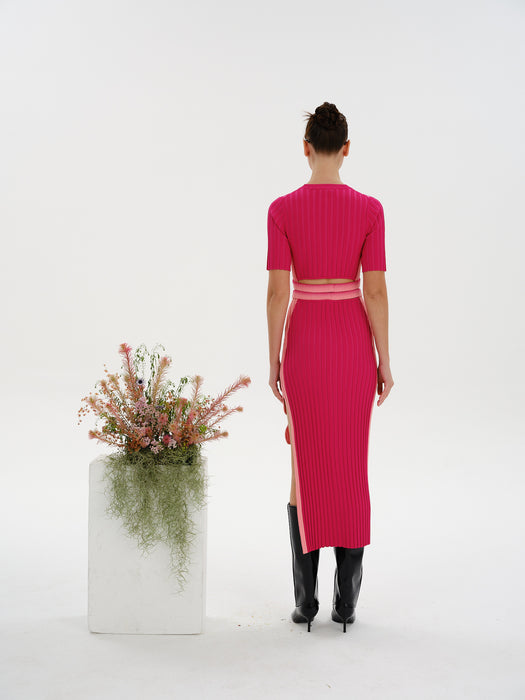 JODIE PLEATED DRESS WITH WAVY SIDE SLIT
