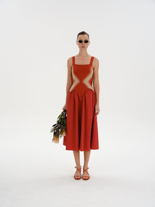 MUSHU MIXED MEDIA LONG DRESS