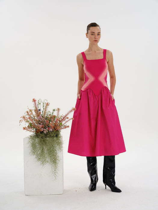 MUSHU MIXED MEDIA LONG DRESS