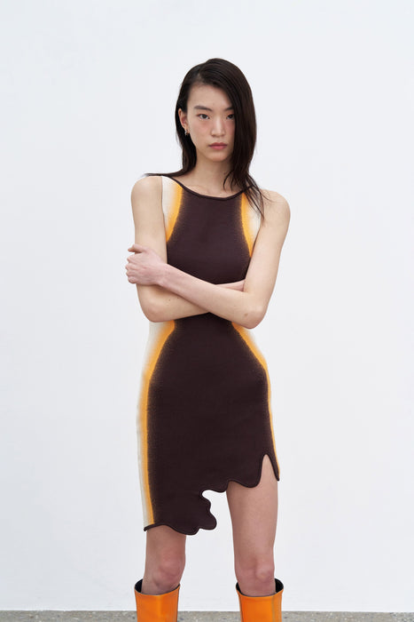 short brown lace dress HAZEL GRADIENT PRINT MINI DRESS– PH5