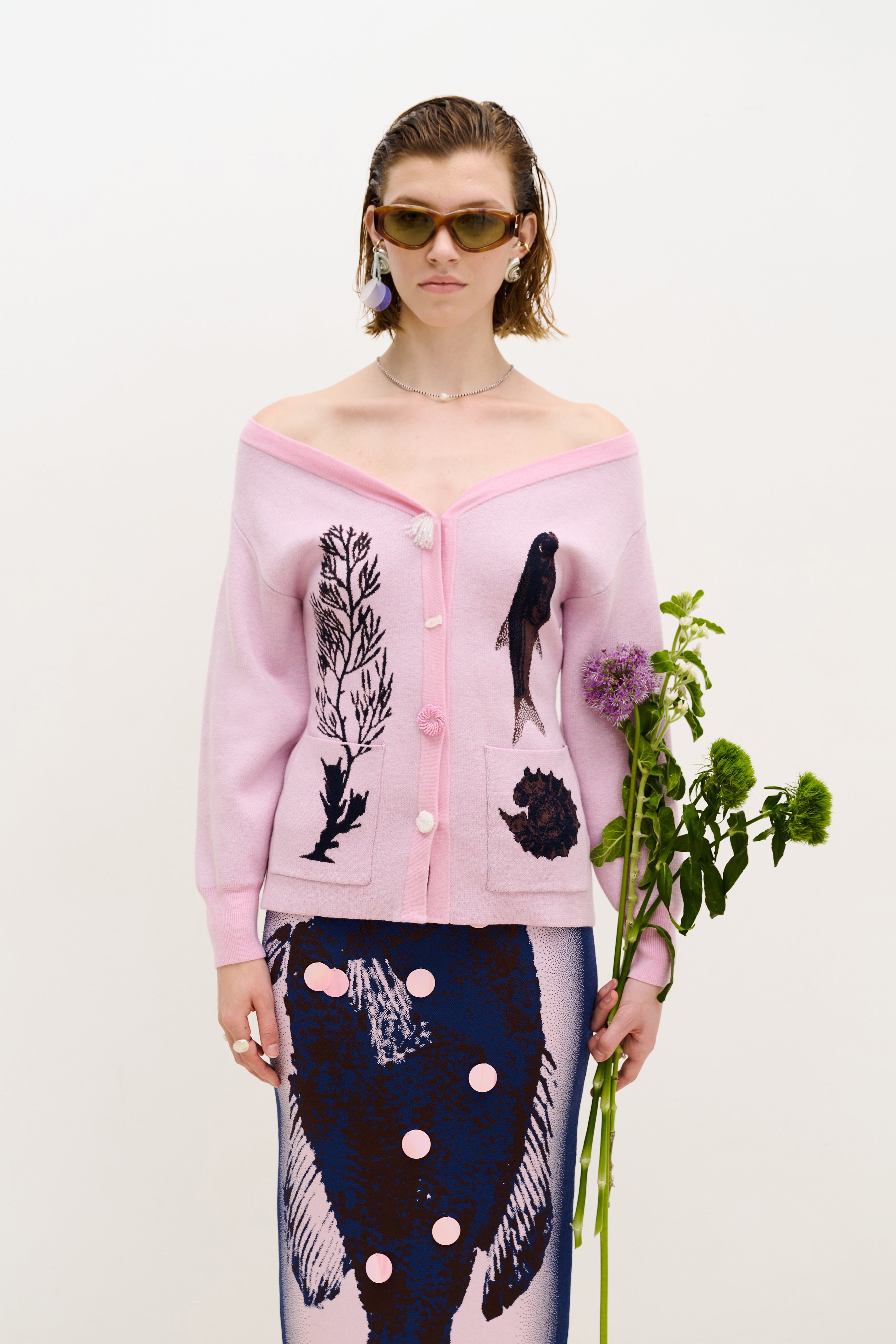 トゲトゲニット ピンク BASA MERINO WOOL CARDIGAN– PH5