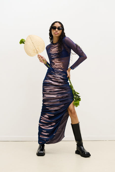 NILE LAKE PRINT LONG SKIRT DRESS