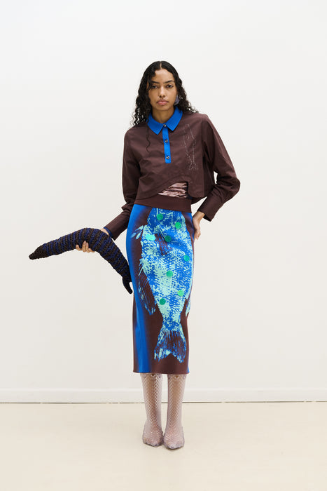 BREAM FISH PRINT MIDI SKIRT