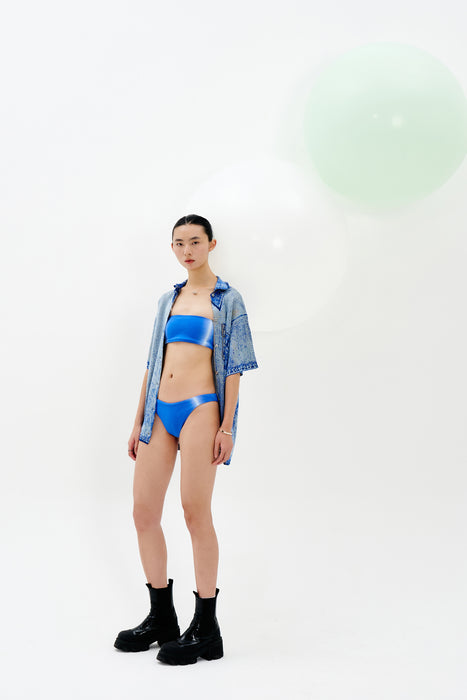 ASHER OVERSIZED DENIM PRINT POLO