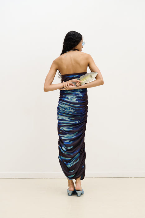 NILE LAKE PRINT LONG SKIRT DRESS