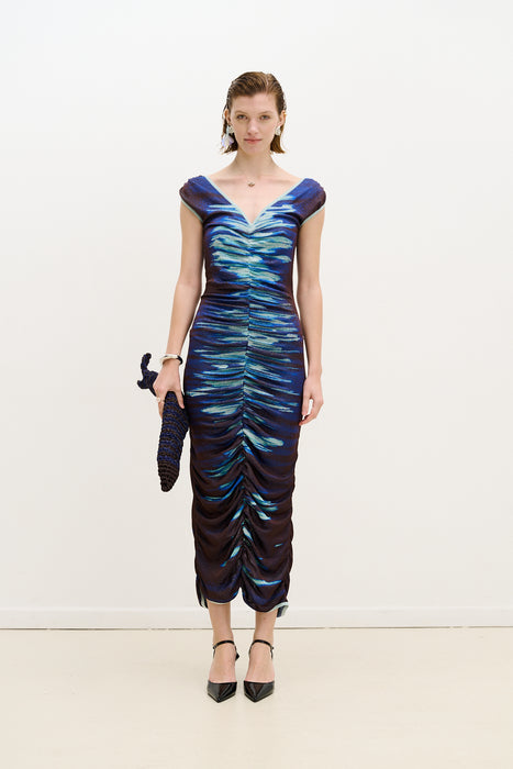 DANIO LAKE PRINT MIDI DRESS