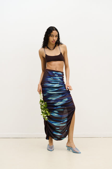 NILE LAKE PRINT LONG SKIRT DRESS