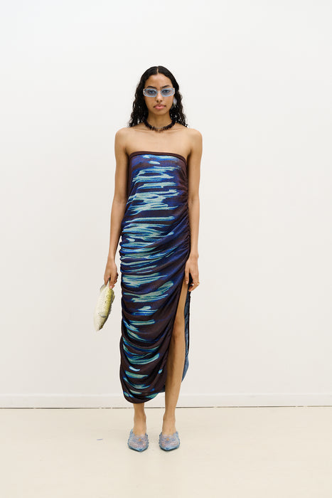 NILE LAKE PRINT LONG SKIRT DRESS