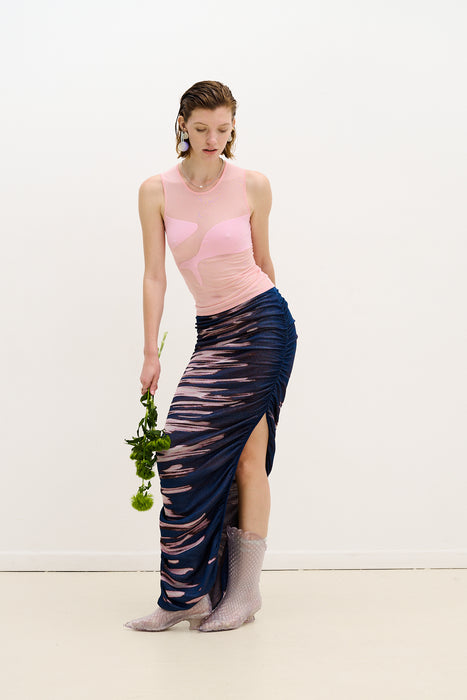 NILE LAKE PRINT LONG SKIRT DRESS