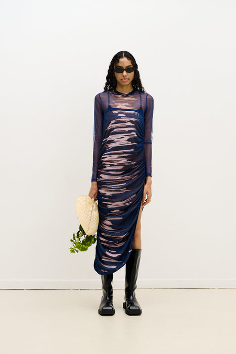 NILE LAKE PRINT LONG SKIRT DRESS