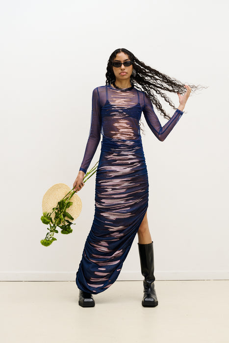 NILE LAKE PRINT LONG SKIRT DRESS