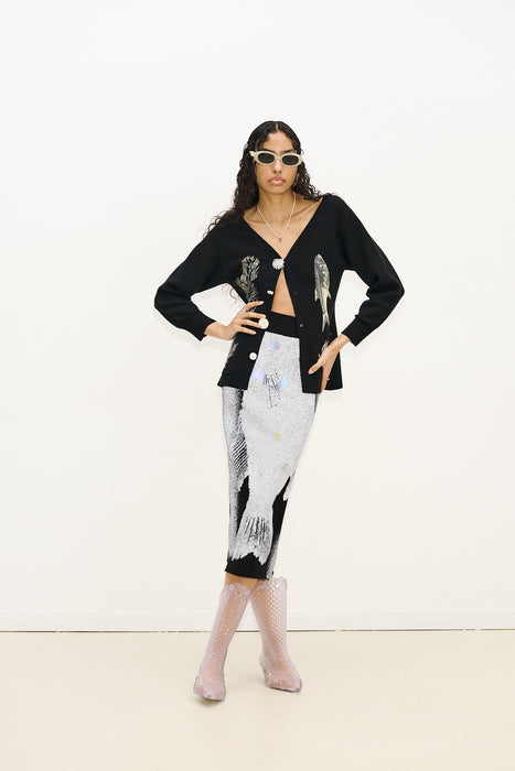 COLEY FLASHLIGHT REFLECTIVE MIDI SKIRT