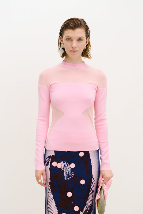 BLENNY LONG SLEEVE SHEER PULLOVER