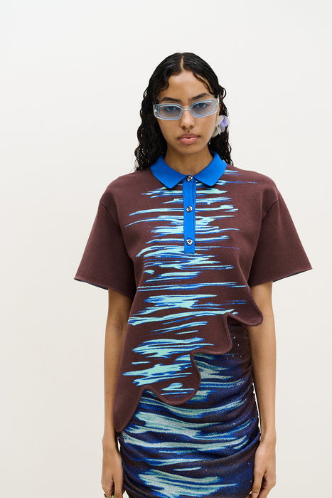 EBONY WAVY POLO SHIRT