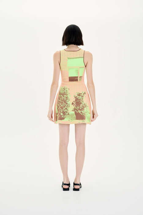 HIBISCUS WINDOW PRINT A-LINE TANK DRESS