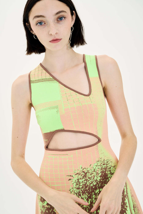HIBISCUS WINDOW PRINT A-LINE TANK DRESS