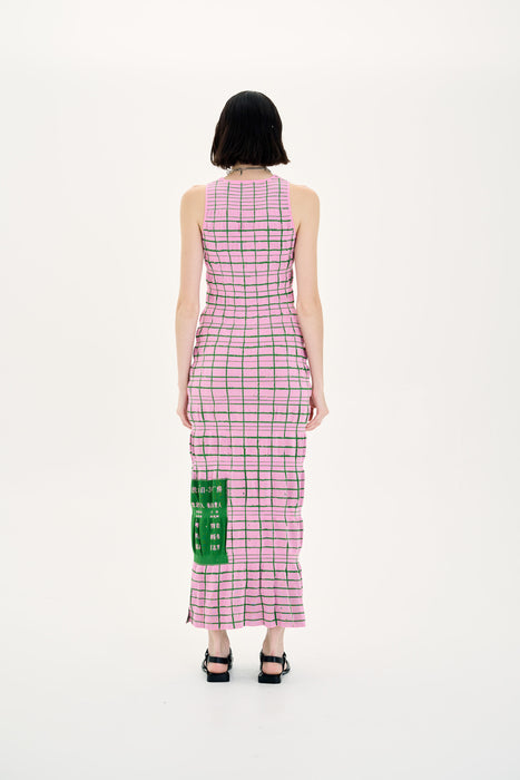 UME PLAID PRINT MAXI TANK DRESS