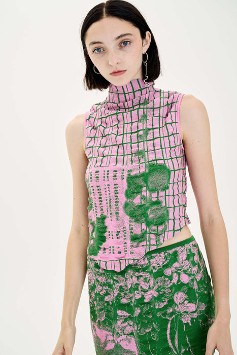 KIRI PLAID PRINT RUCHED TANK TOP