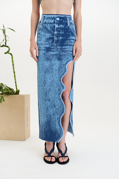 LILY MIDI DENIM SKIRT