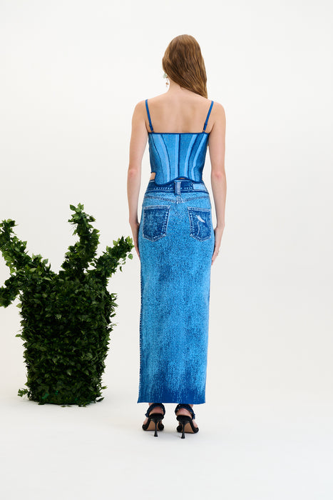 LILY MIDI DENIM SKIRT