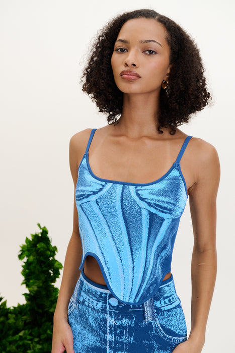 MILA DENIM PRINT TANK TOP