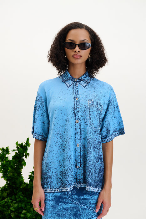 ASHER DENIM PRINT POLO