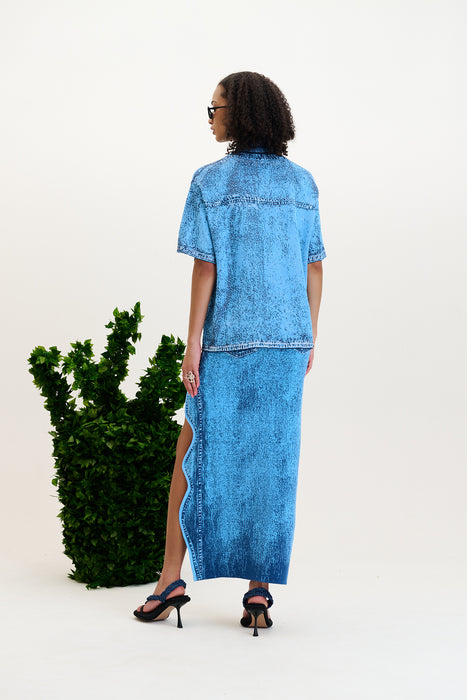 ASHER DENIM PRINT POLO