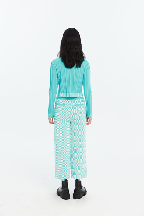 KRIS ECO PLAID WIDE LEG PANTS
