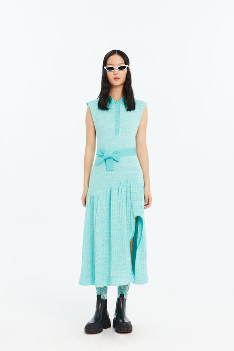 KERRY PLEATED ECO TANK DRESS WITH SIDE CUT OUT
