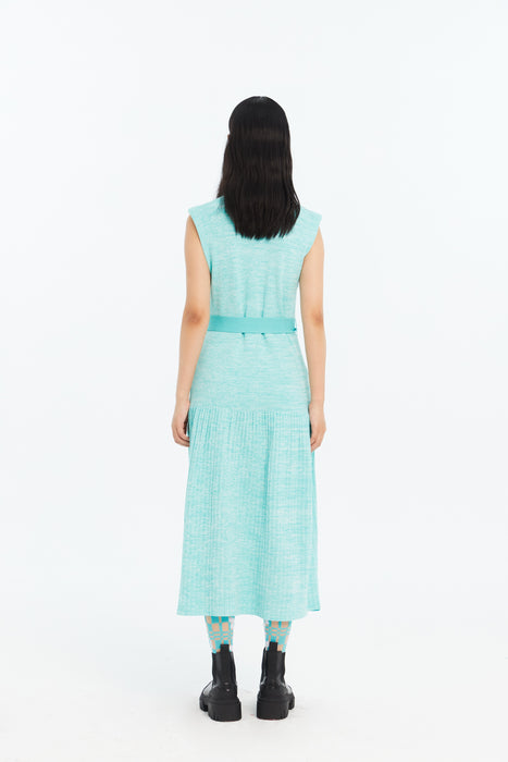KERRY PLEATED ECO TANK DRESS WITH SIDE CUT OUT