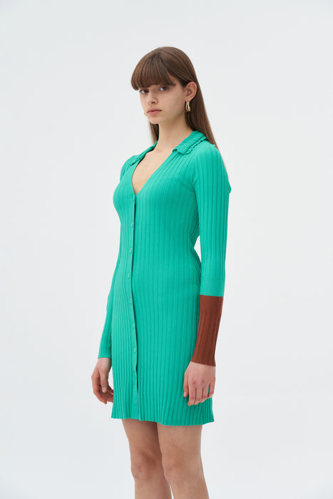 AZULA ECO V-NECK BUTTONED DRESS