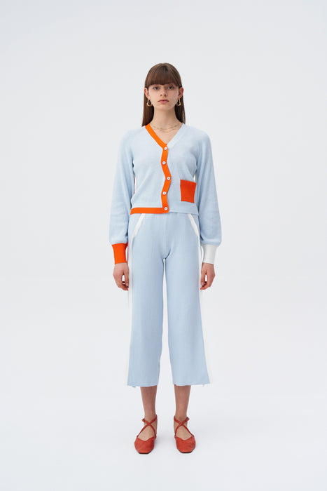 ALAIA ECO CASHMERE COTTON WAVY RIBBED CROPPED CARDIGAN
