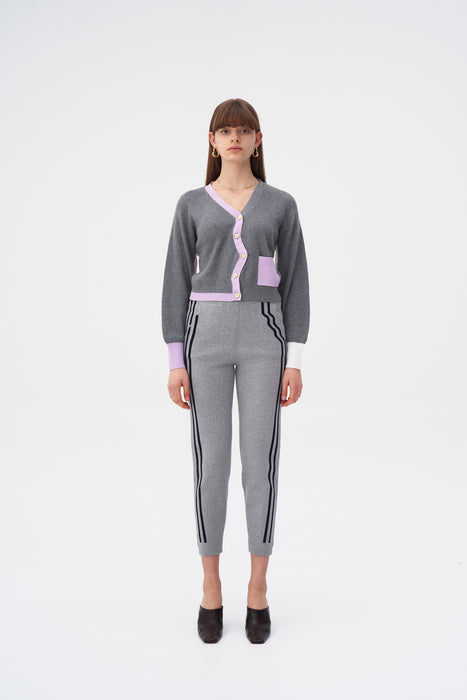 ALAIA ECO CASHMERE COTTON WAVY RIBBED CROPPED CARDIGAN