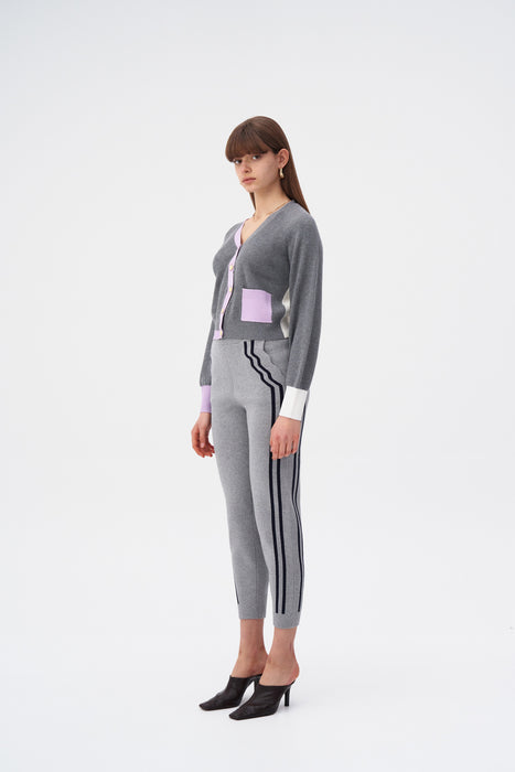 ALAIA ECO CASHMERE COTTON WAVY RIBBED CROPPED CARDIGAN