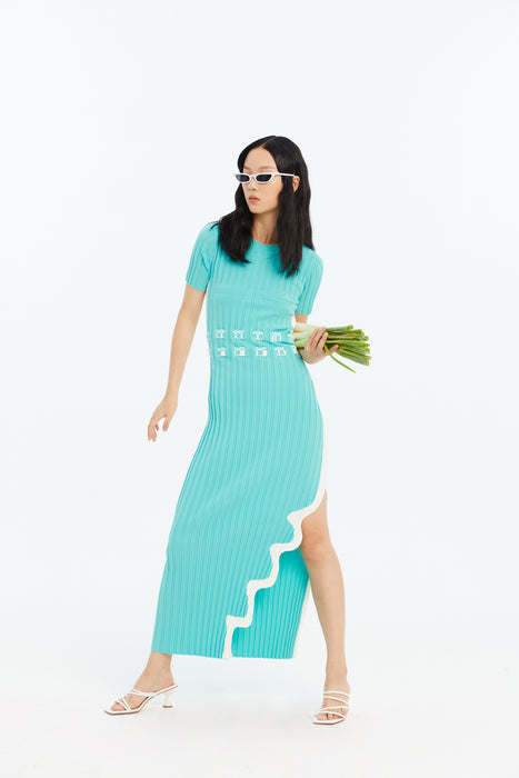 JODIE ECO PLEATED LONG DRESS