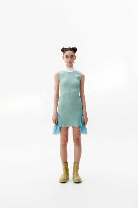 PORTIA 3D-BUBBLE RUCHED SLEEVELESS DRESS