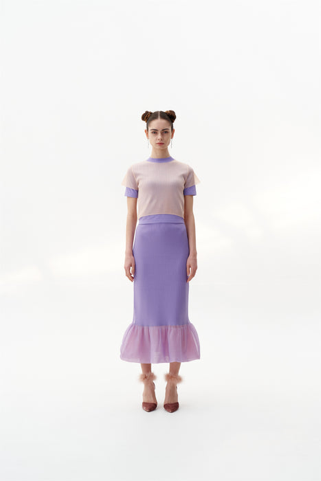COSMOS 3D-BUBBLE RUCHED MIDI SKIRT