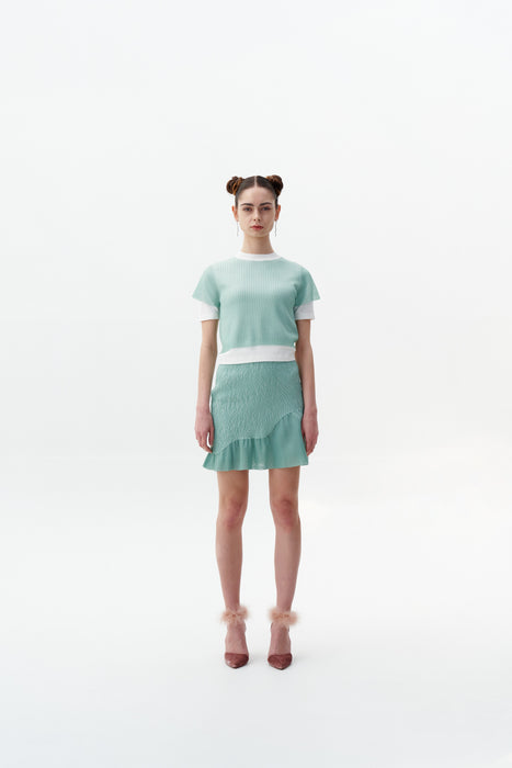 CALIBAN 3D-BUBBLE RUCHED WAVY MINI SKIRT