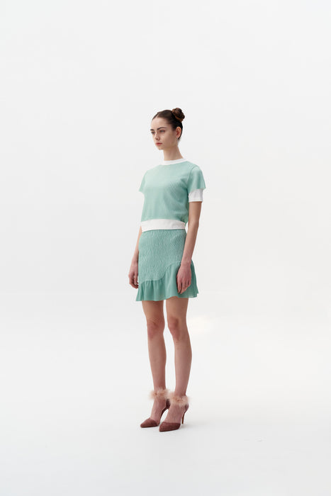 CALIBAN 3D-BUBBLE RUCHED WAVY MINI SKIRT