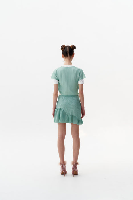 CALIBAN 3D-BUBBLE RUCHED WAVY MINI SKIRT