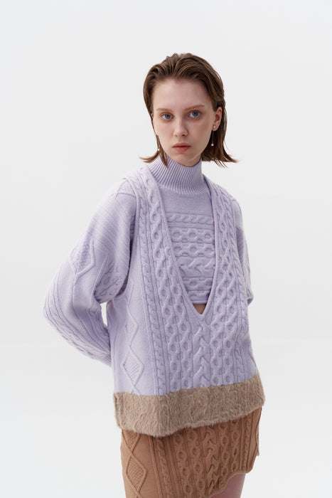 KEPLER MIXED CABLE KNIT VEST