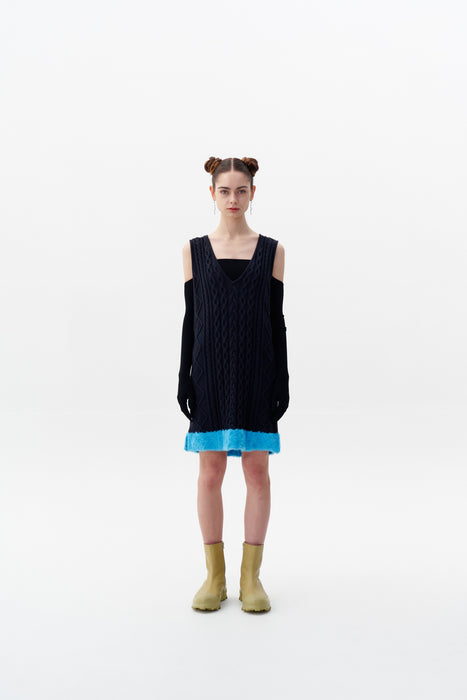 THEBE MIXED CABLE KNIT TANK DRESS