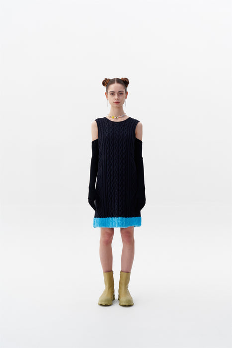 THEBE MIXED CABLE KNIT TANK DRESS