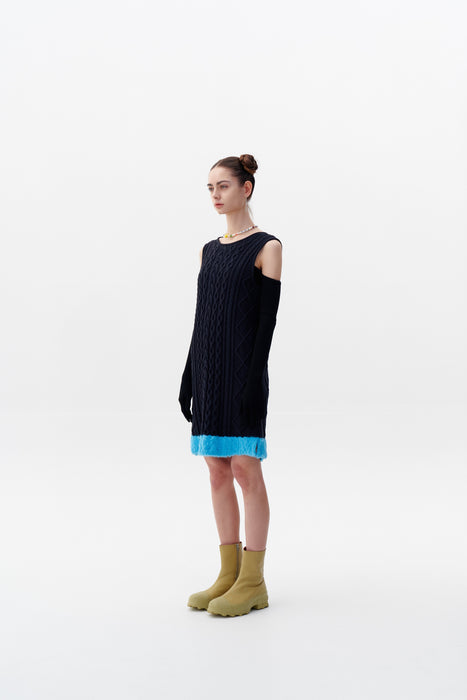 THEBE MIXED CABLE KNIT TANK DRESS